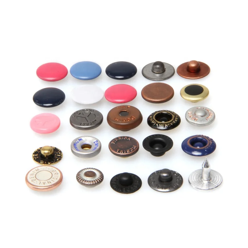 Custom wholesale Engraved LOGO gold Metal brass zinc alloy nipple up nipple down Jeans garment rivet stud for clothes