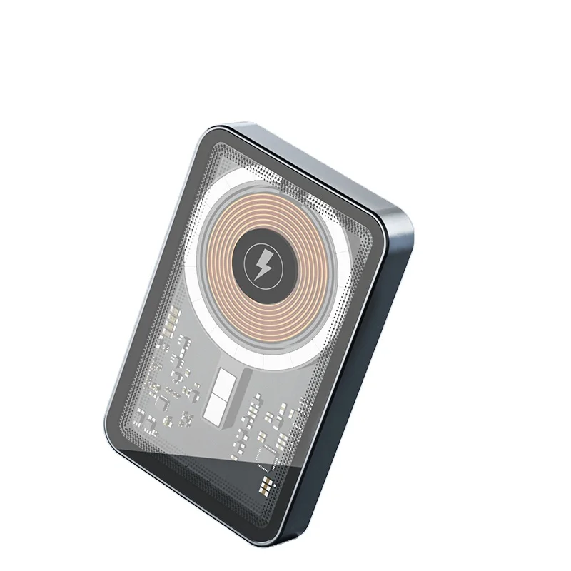 dropshipping products 2022 OEM&ODM high quality 5000 mah 15w magnetic wireless  power bank mini portable transparent power bank