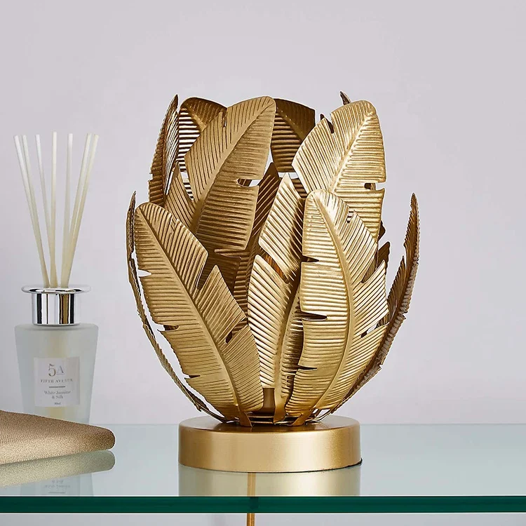 new design bedside table lamp palm leaf metal table lamp modern table lamp