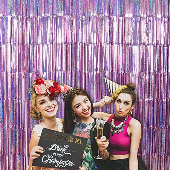 1*2m wedding celebration scene layout laser party curtain high quality graduation decorations foil fringe curtain
