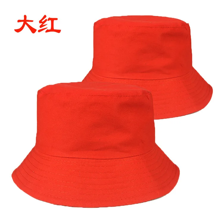 Cotton fisherman hat logo embroidery printed sunshade flat top hat advertisement parent-child children men and women sun protect