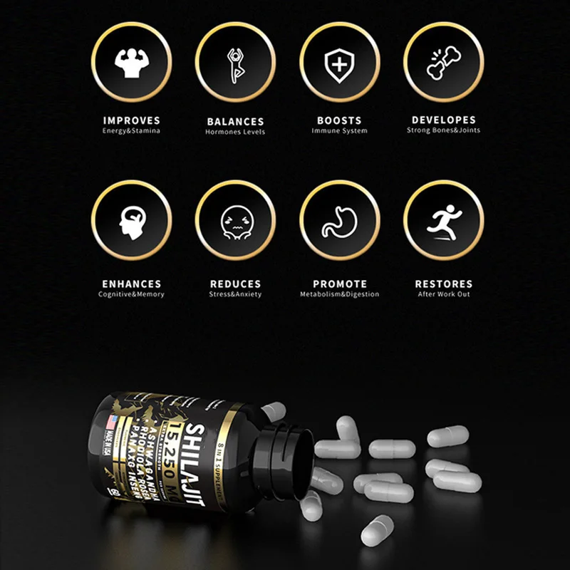 Качественная Сертификация OEM himalayan Shilajit таблетки богатые гуминовой кислотой мультиминералы улучшают мужскую силу