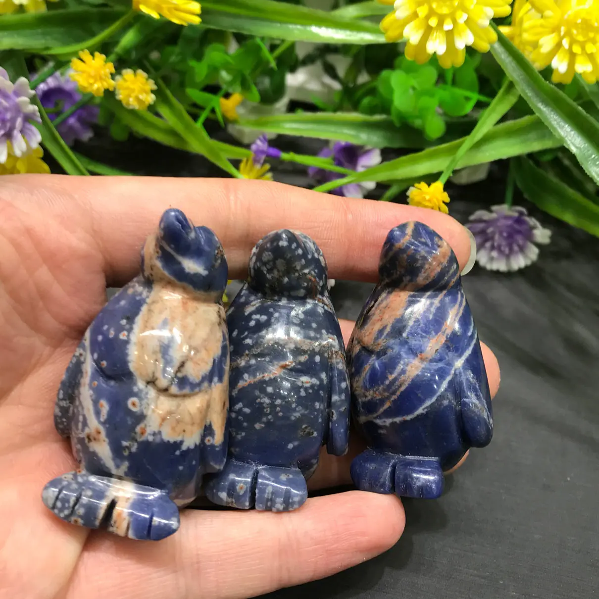 Natural Green Aventurine Rose Quartz Crystal Cute Penguin Decoration