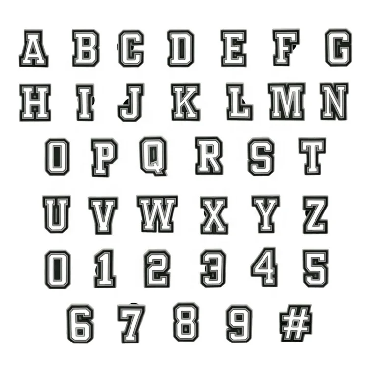 Eco-friendly Custom Numbes letters Soft PVC Shoes croc buttons Sandals shoe charms for clogs