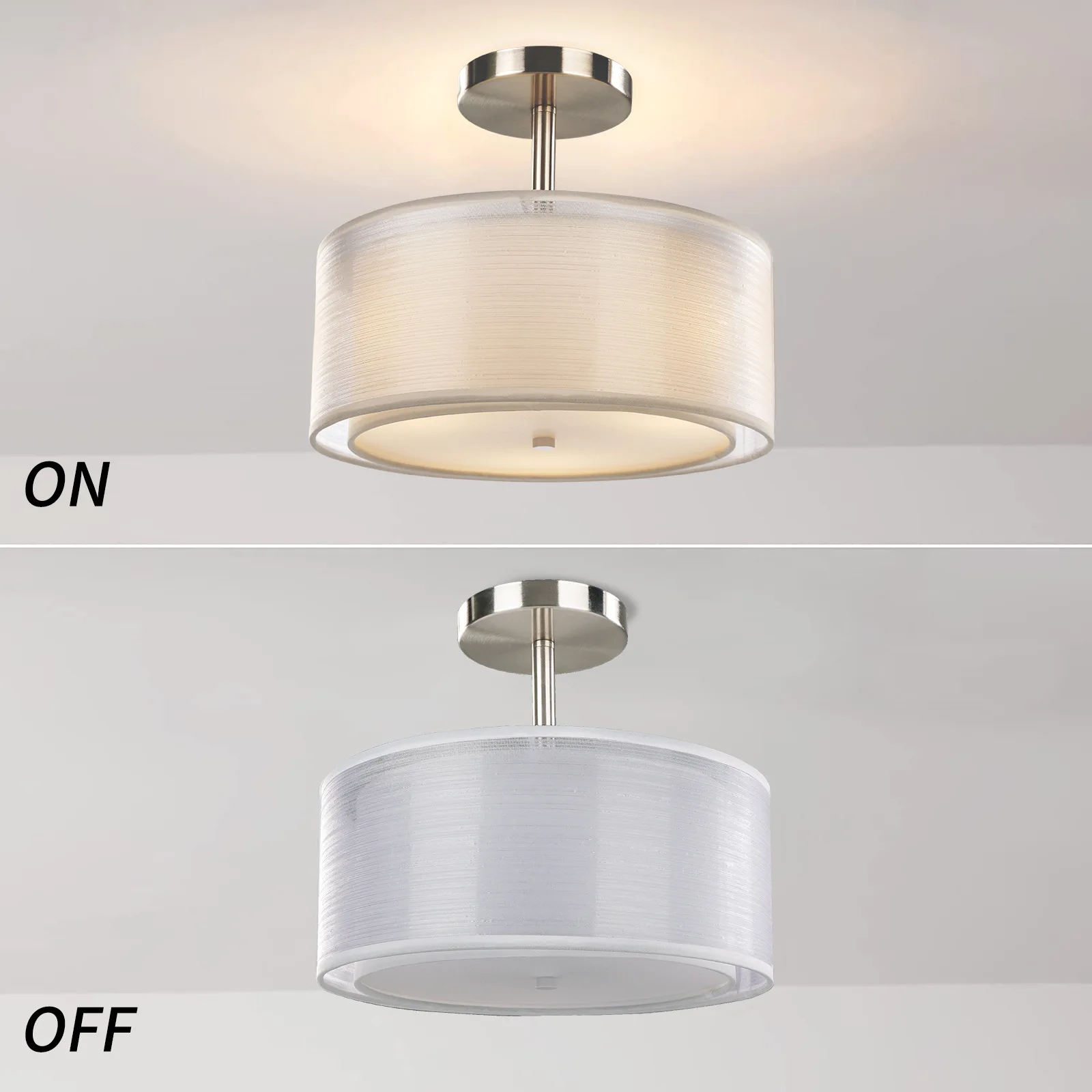 American style ceiling lamp fabric double-layer side hanging surface hanging E26 lamp head ceiling lamp
