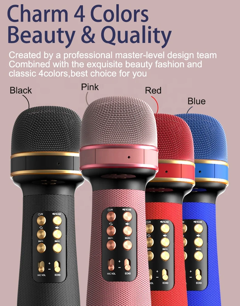 Fast Shipping Karaoke Microphone Wireless Singing Machine With Speaker Portable Handheld Mic Support Duet For Phone/PC