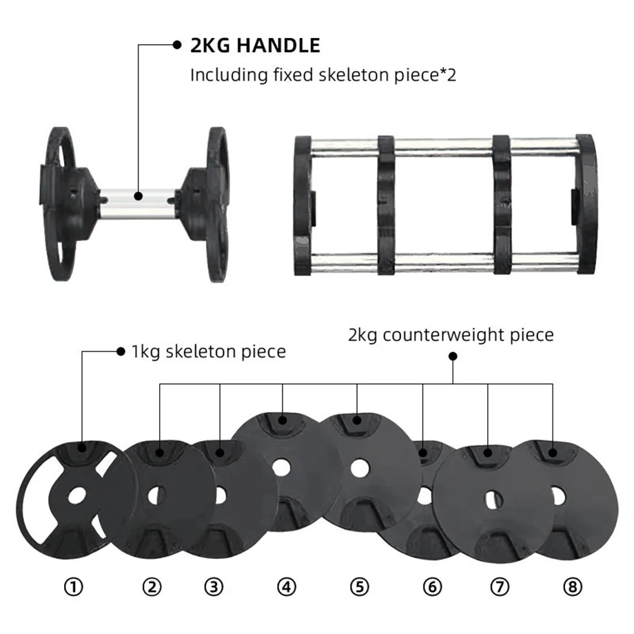Customizable Color and Weight 32 kg Adjustable Dumbbell 72LB Dumbbell for Home Gym Fitness Equipment