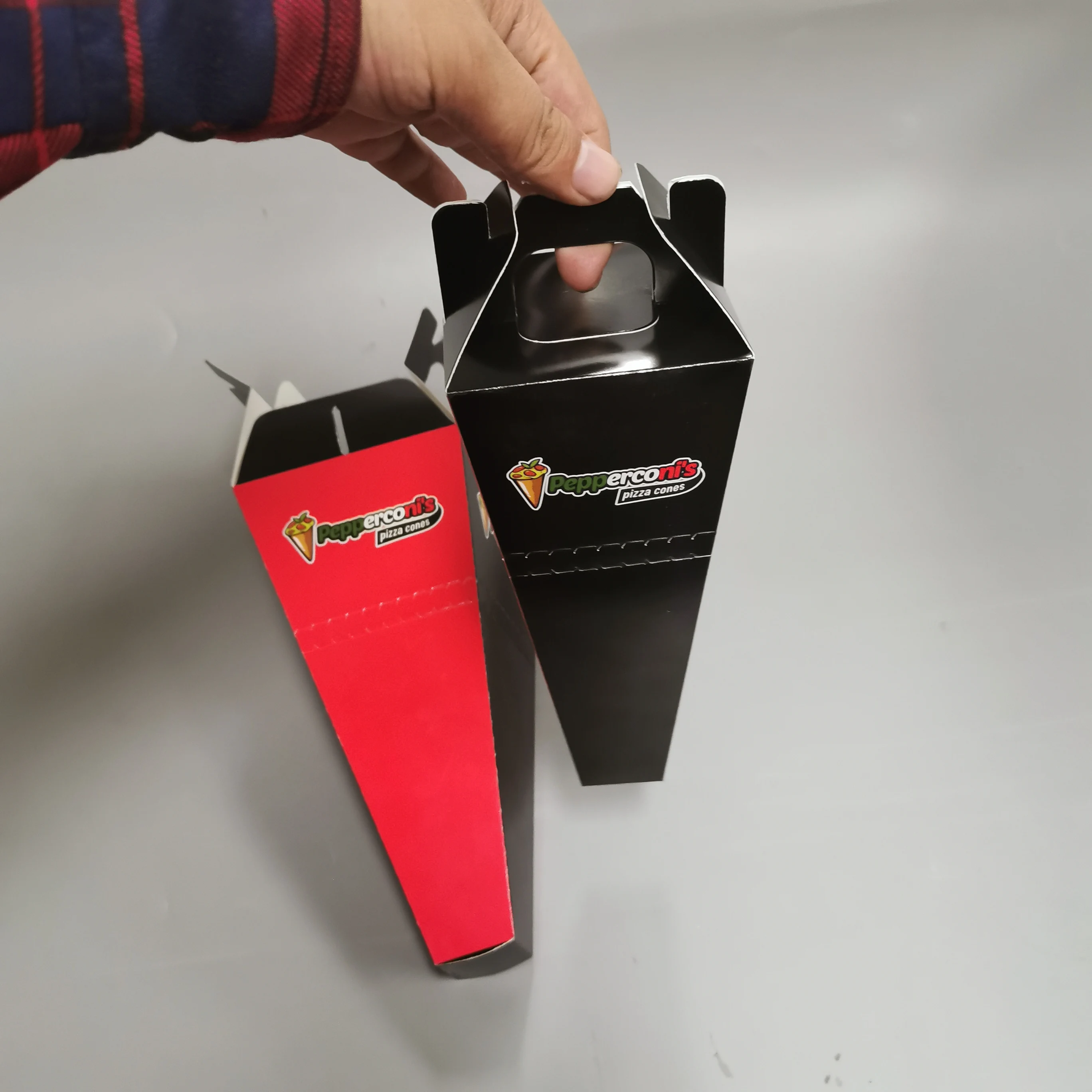 Custom disposable pizza carton box take away fast pizza cone food boxs packaging container