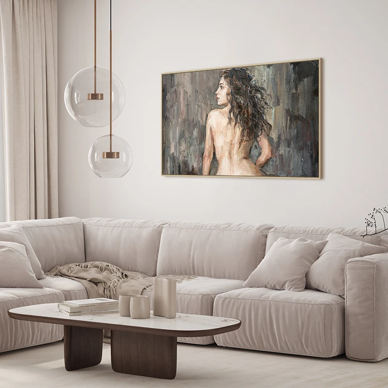 Canvas Wall Art for Bathroom Bedroom Decor Abstract Sexy Smiling Nude Woman Framed Wall Art Girls Room Decoration