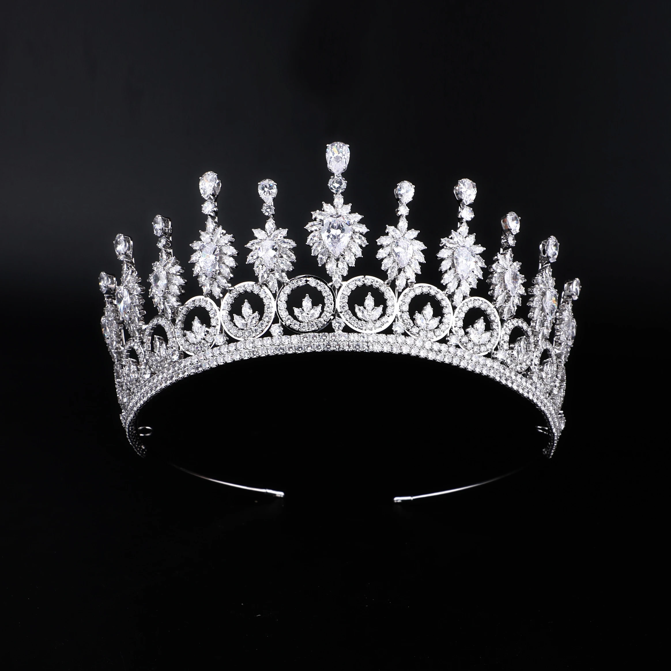 Platinum Plated/ 24K Gold Plated Tiara Wedding Hair Accessories Bridal Crown Tiaras High Quality Women Bride Queen Hair Jewelry