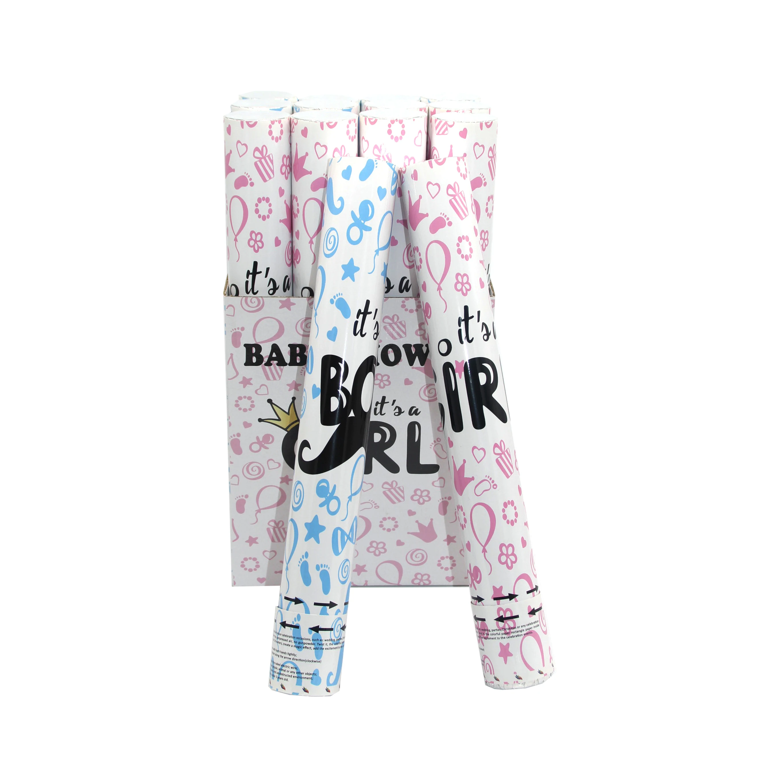 Boys or girls birthday baby biodegradable confetti cannon Gender reveal party popper