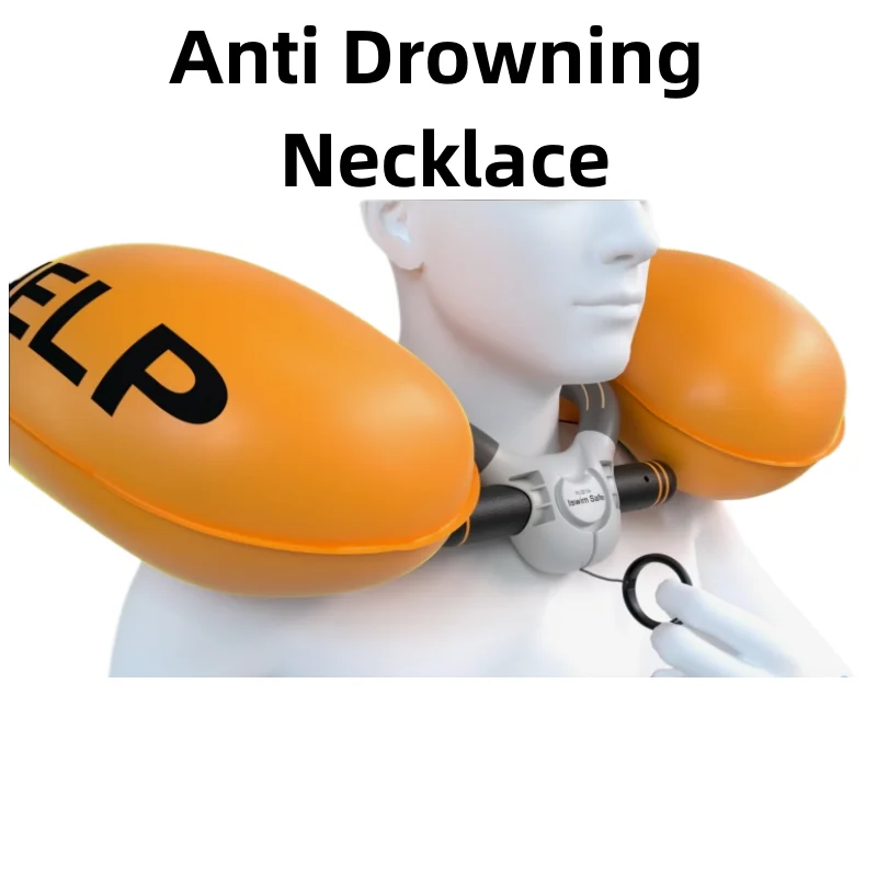 Portable anti-drowning life collar float swimming safety with carbon dioxide cylinder inflatable neck for self-rescue