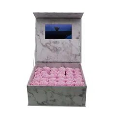 Wholesale marbling video paper gift box 7 inch lcd video flower gift box