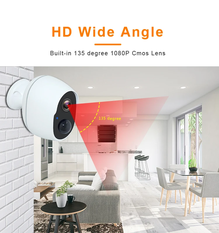 Solar Wireless Home Security HD 1080P Camera Rechargeable Battery PIR Camera With WIFI AP Hotspot Camera SD Card Cloud Storage