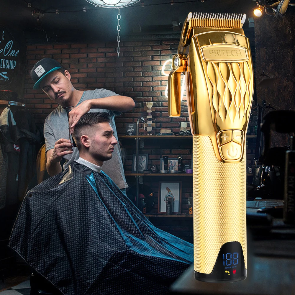 Электрическая машинка для стрижки волос Pritech с лезвиями из нержавеющей стали для мужчин, беспроводная профессиональная перезаряжаемая