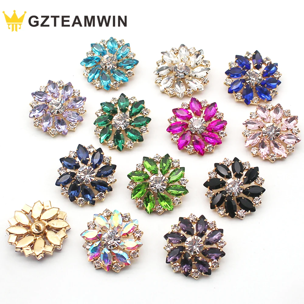 New Design crystal Round Rhinestones 27mm sew on claw rhinestone brooches Glass Rhinestones for garment accessory