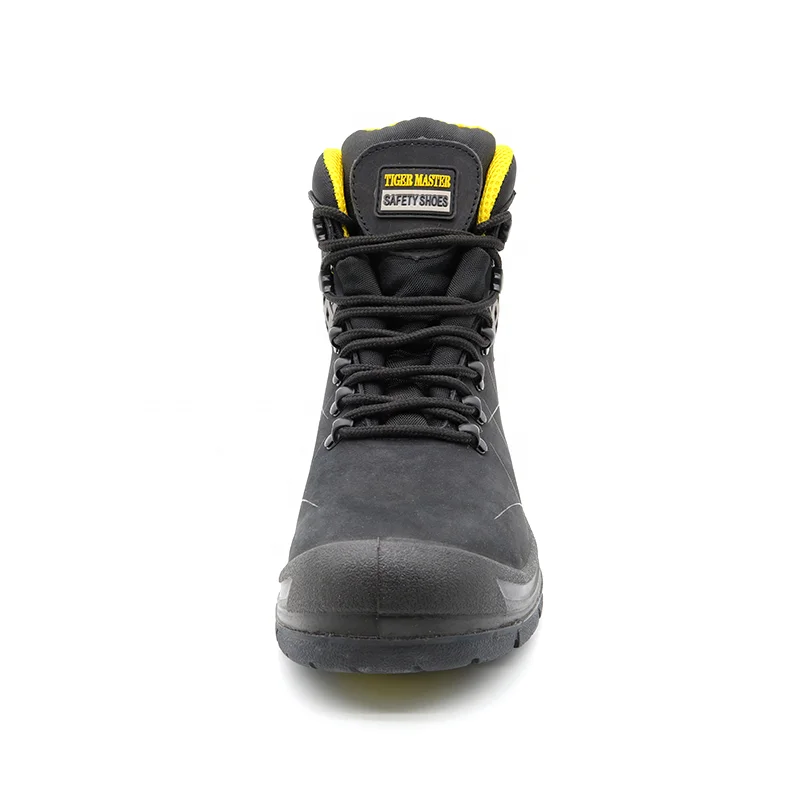 Nubuck leather oil acid proof heat resistant rubber sole composite toe anti puncture oil field safety footwear
