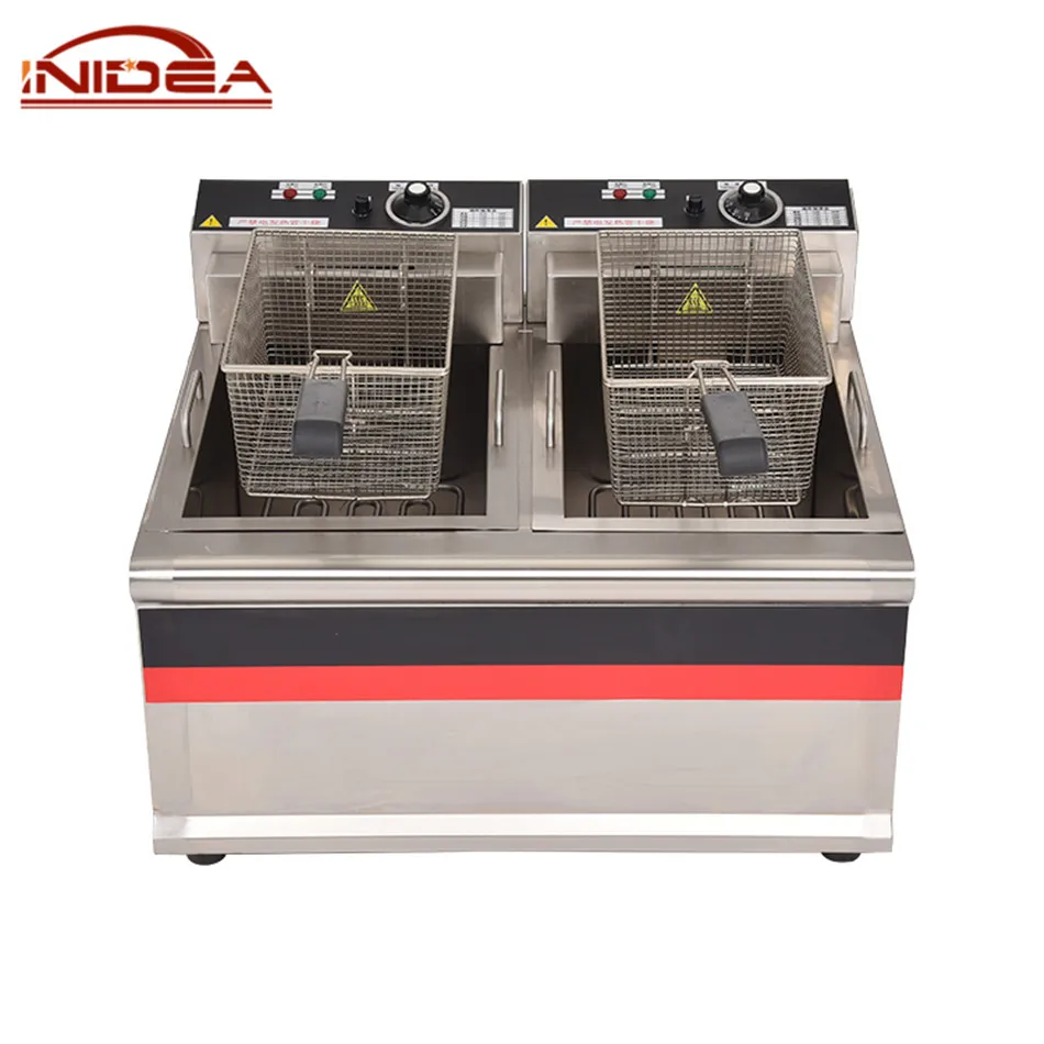 линия производства картофельных чипсов 2 корзина фритюрница с двумя решетками машина для Жарки пончиков машина картофеля-фри