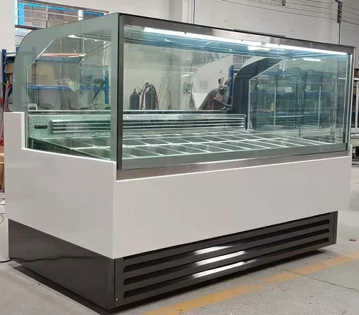 2022 Heda Curved Glass Door Ice Cream Chest Freezer Fridges Ice Cream Display Freezer Showcase
