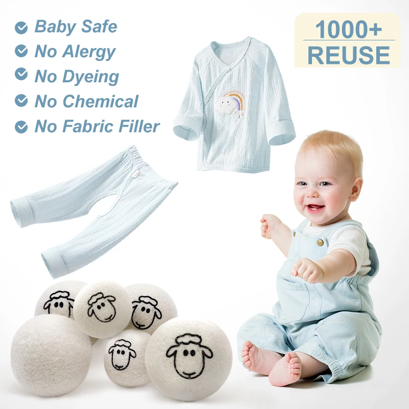 7cm Natural Eco Friendly Washing Machine Laundry Clean Ball 100% Wool Softener Felt Dryer Balls