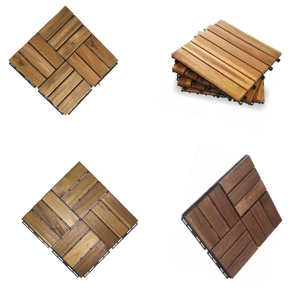 Плетеная напольная плитка из дерева акации, пластиковая композитная плетеная напольная плитка B6557