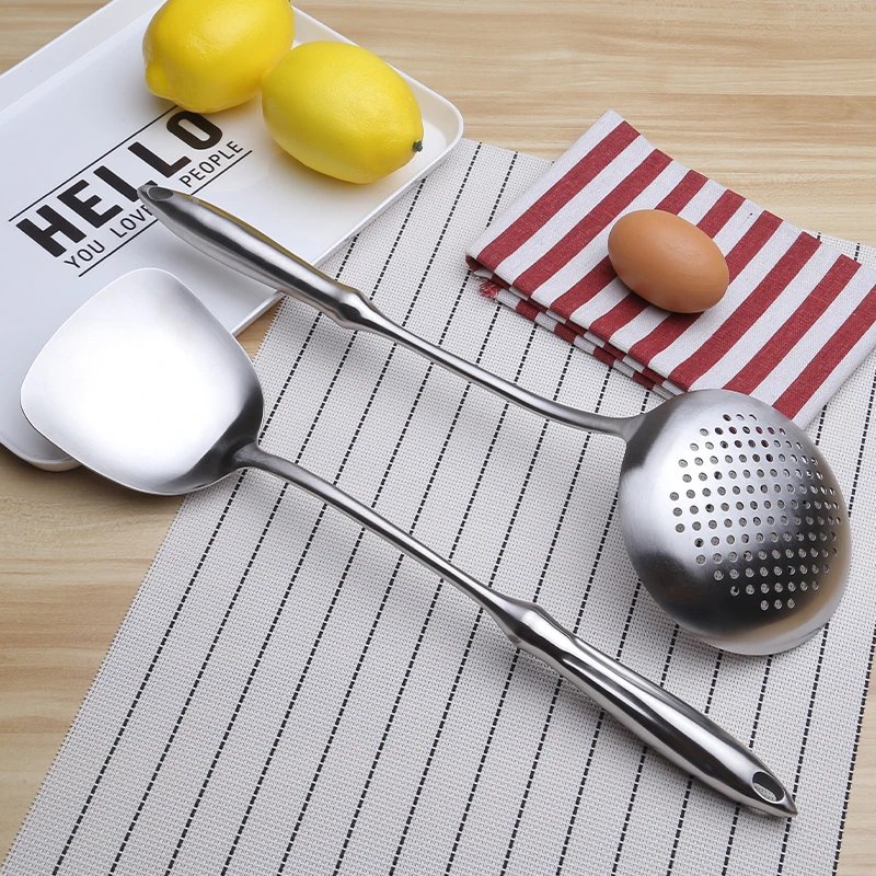 Stainless Steel Kitchenware Hollow Silver Steel Utensil Set Handle Thick Cookware Set Stainless Steel Cooking Tools