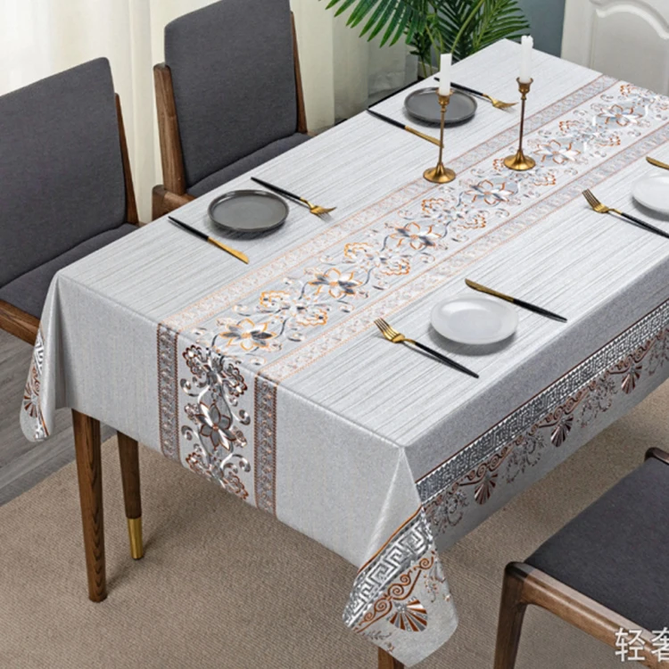Heavy Duty Vinyl Table Cloth For Kitchen Dining Table Wipeable Pvc Tablecloth For Rectangle Table