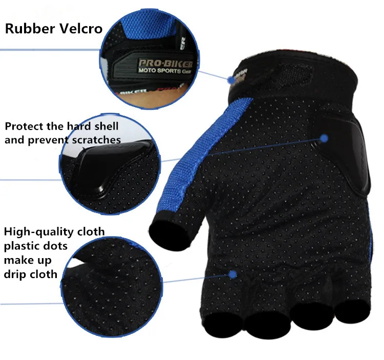 Half Finger Leather Gloves Motorcycle Bike Cycling Racing Gloves for Men Women