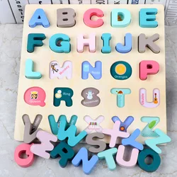 Factory direct sales wooden digital letters young children shape cognition hand scratch board baby jigsaw puzzle