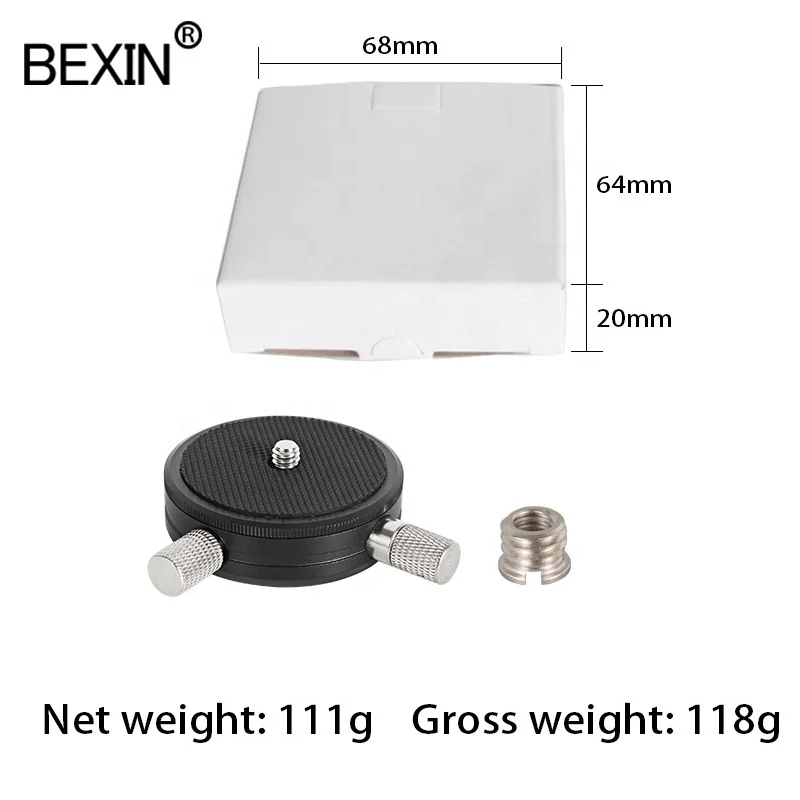 
BEXIN Universal dslr camera tripod accessories portable Panoramic Swivel 360 Degree Horizontal rotation photography head Mount 