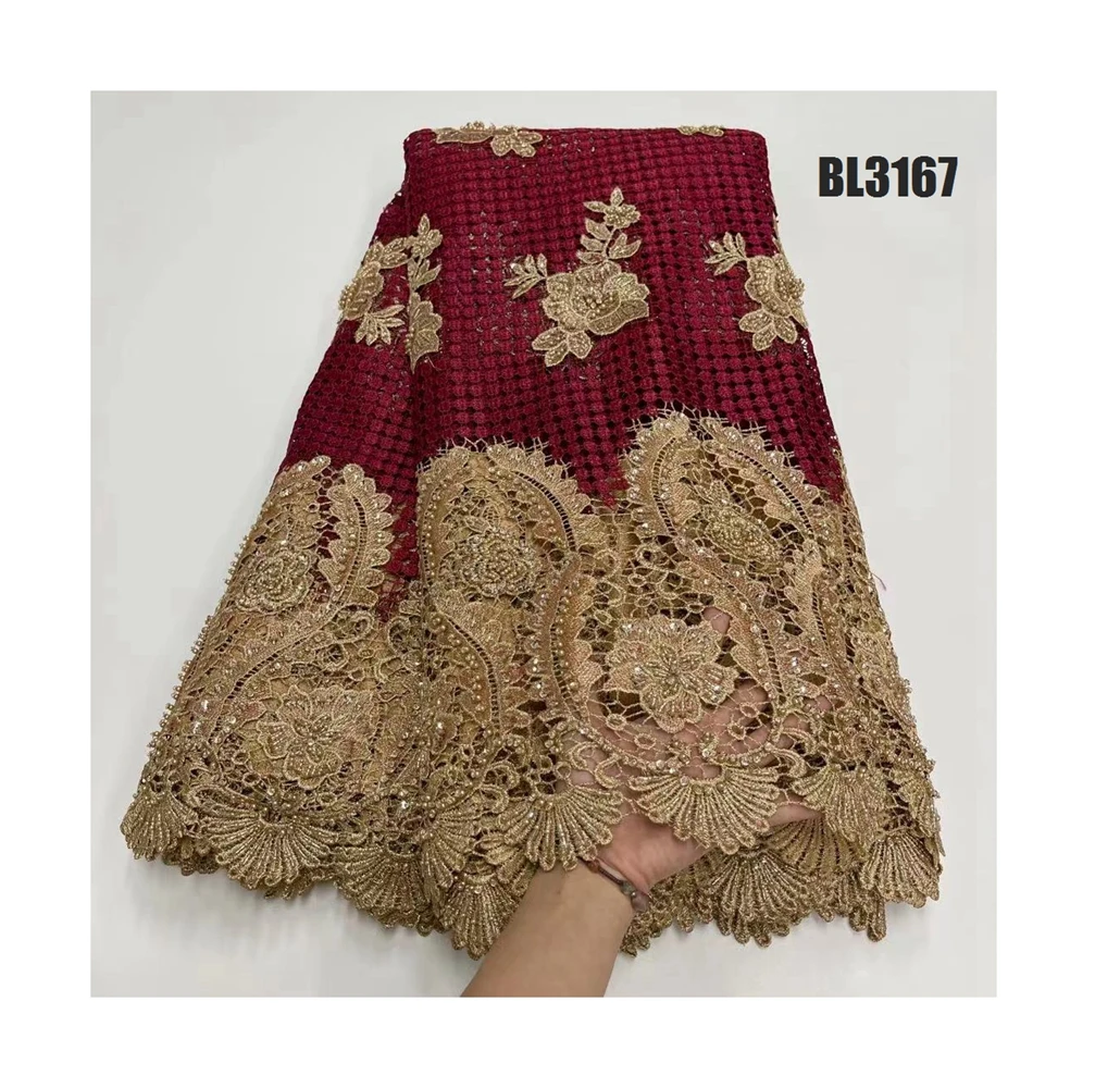 2021 High quality embroidery net lace with rich with  lace fabric beaded