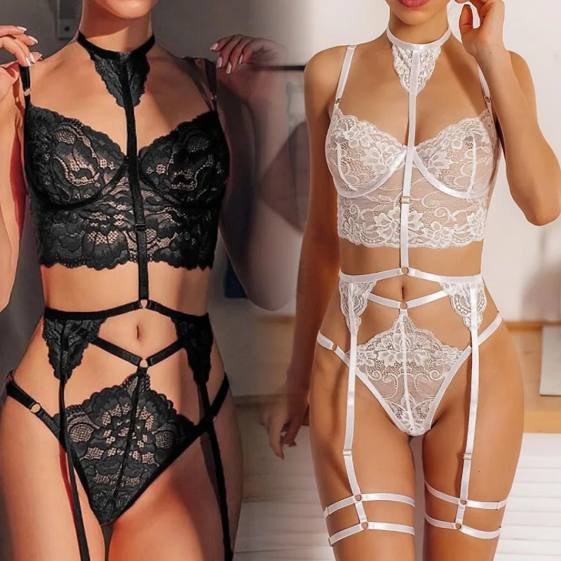 2022 New Style Goddess Sexy Lace Three Point Set S-3Xl Plus Size Lingerie For Fat Woman Lingerie For Chubby Women
