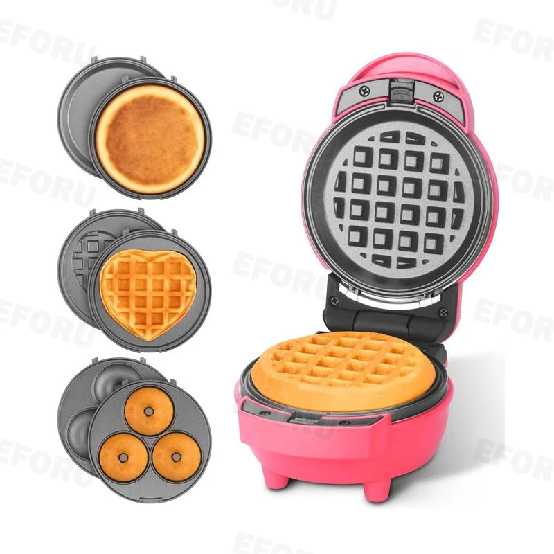 4 in 1 Mini Waffle Maker with Removable Plates Mini Pancake Donut Heart Shape Waffle Maker and Small Waffle Maker