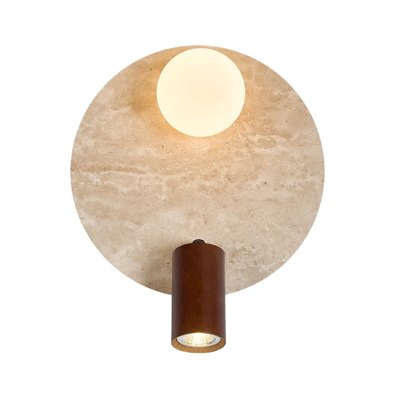 Japanese yellow cave stone wall lamp wabi-Sabi bedside led wall light Nordic modern hallway spotlight retro background lamp