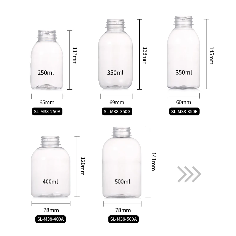 Wholesale Beverage Bottle 8oz  16oz Pearl Milk Tea Bottle Pet Beverage Vodka  Energy Shot Juice Bottle with Lid