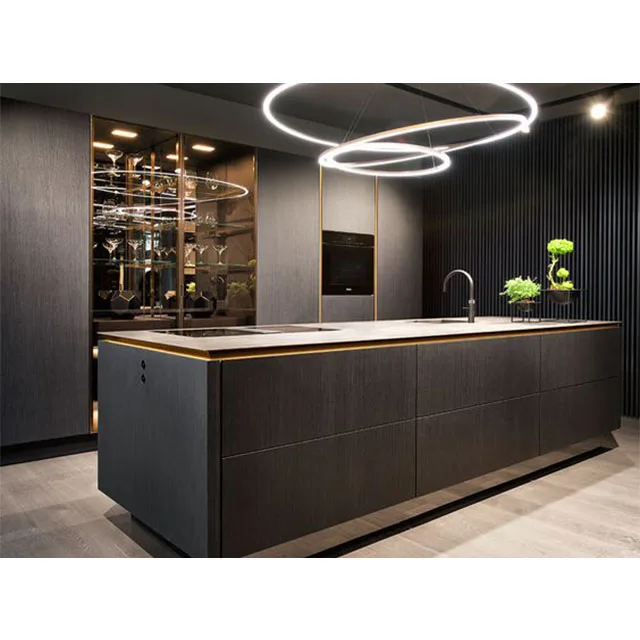 Latest coming customized black lacquer or pvc vaccum finish modern designs kitchen cabinet