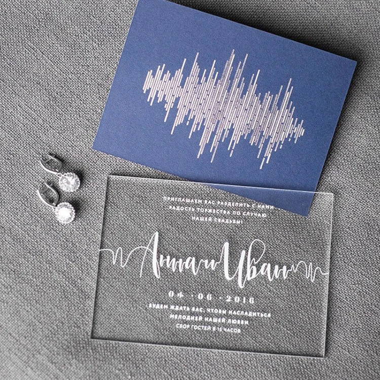 Hot selling elegant glass acrylic wedding invitation card