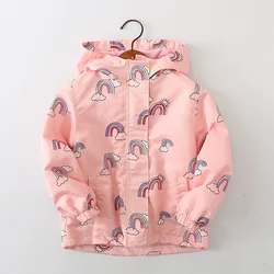 Yellow Winter Newest Kids Rainbow Printing Coats Girls Coats