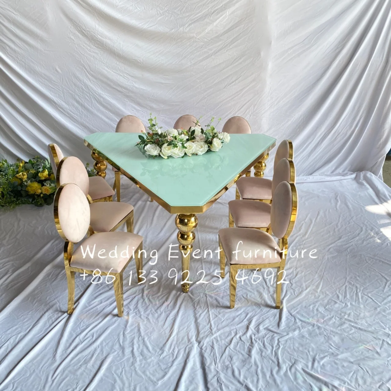Hot sale kids party used event banquet gold stainless steel children table
