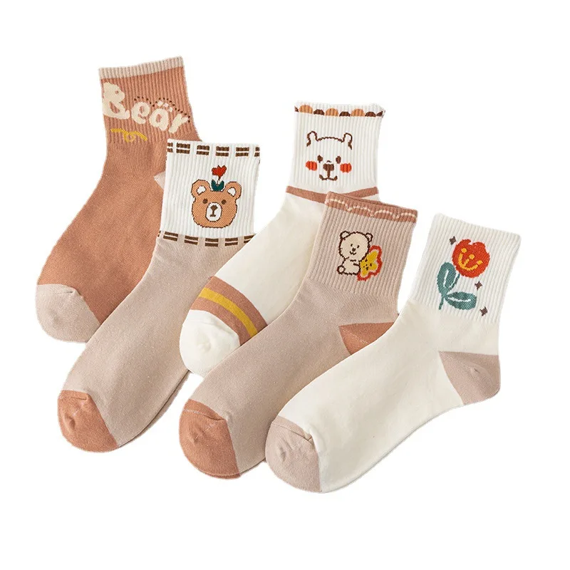 Support Sample Summer Cotton Breathable Absorb-Sweat College Joker Crew Socks For Women