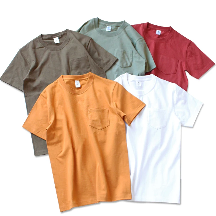 YLS Hot Selling Wholesale Tshirt Men 100% Cotton Thick Custom Logo Printing Casual Quality T Shirts With Pocket