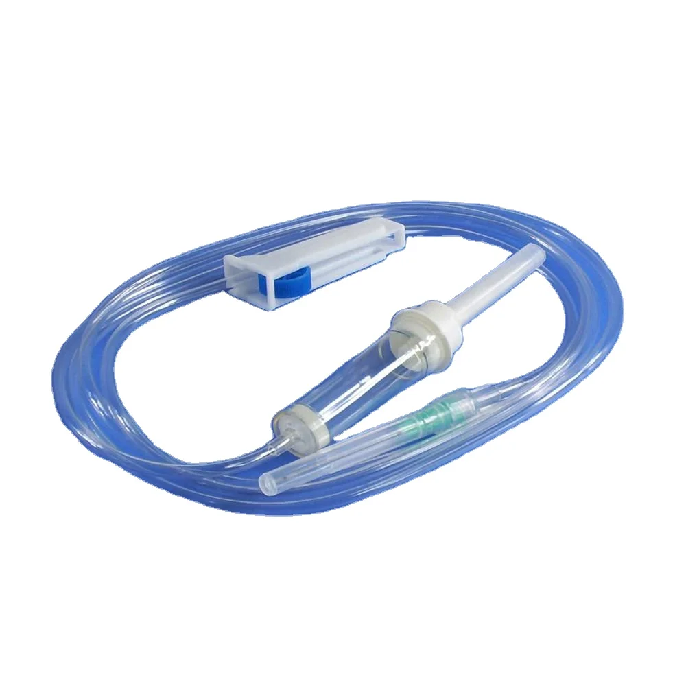 PVC free Infusion Giving set for single use with flow regulator Drip Champer air vent luer lock & filter