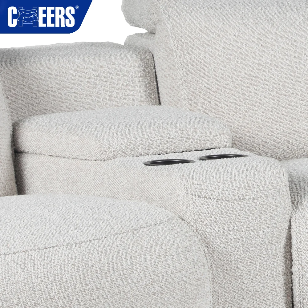 MANWAH CHEERS Power 4-Seater Modern Fabric Zero Gravity Sofa Set with Cup Holder and Storage Home Theater