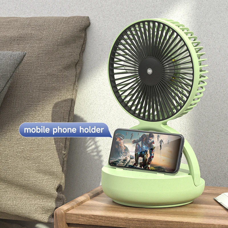 Rotating Fan Multifunction Led Folding Mobile Phone Holder High Speed Portable USB Rechargeable Mini Table Fan