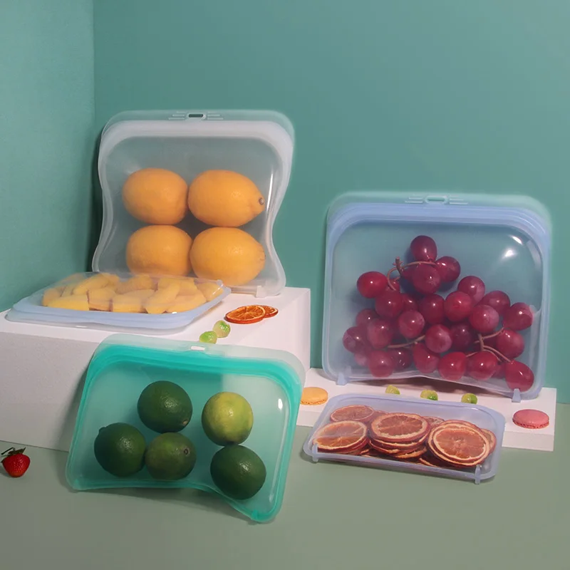 Eco-friendly leak-proof reusable frozen liquid silicone food storage bag Reusable food ziplock bag