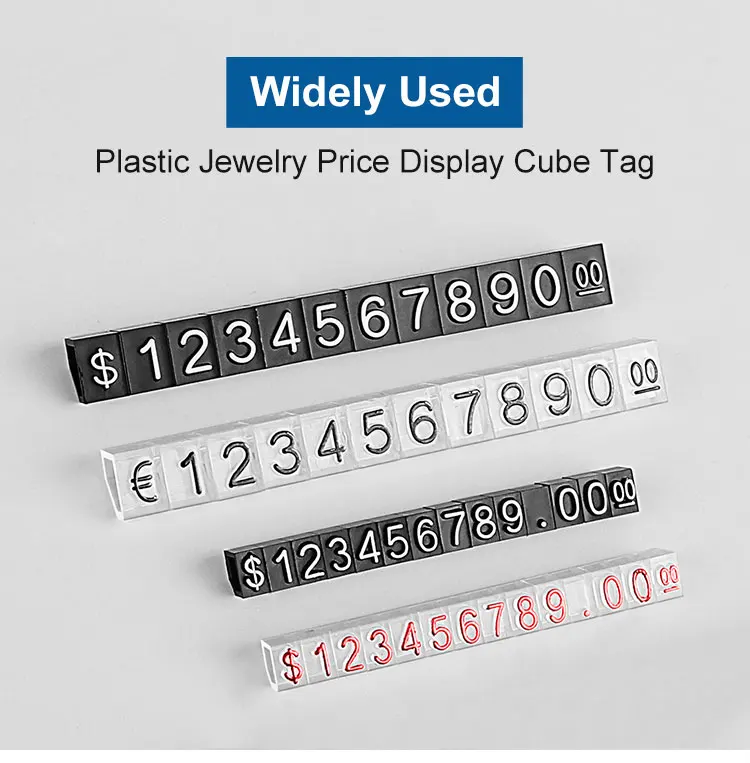 New product store display price tag digital cubes jewelry plastic price retail display strips