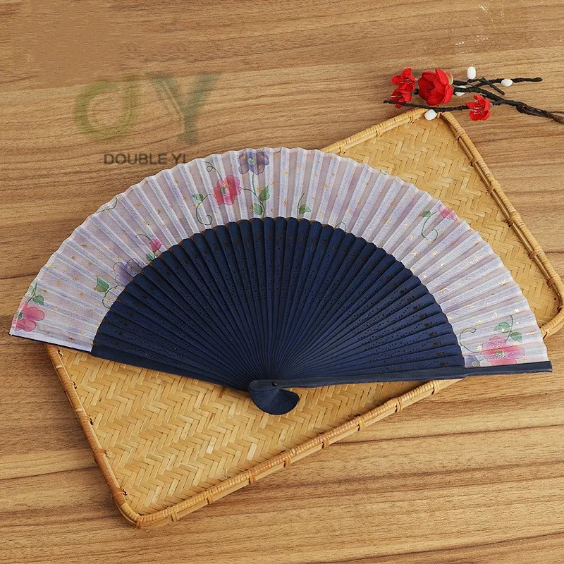 Custom Chinese Folding Hand Fan Decorative Handheld Silk Fan for Wholesale