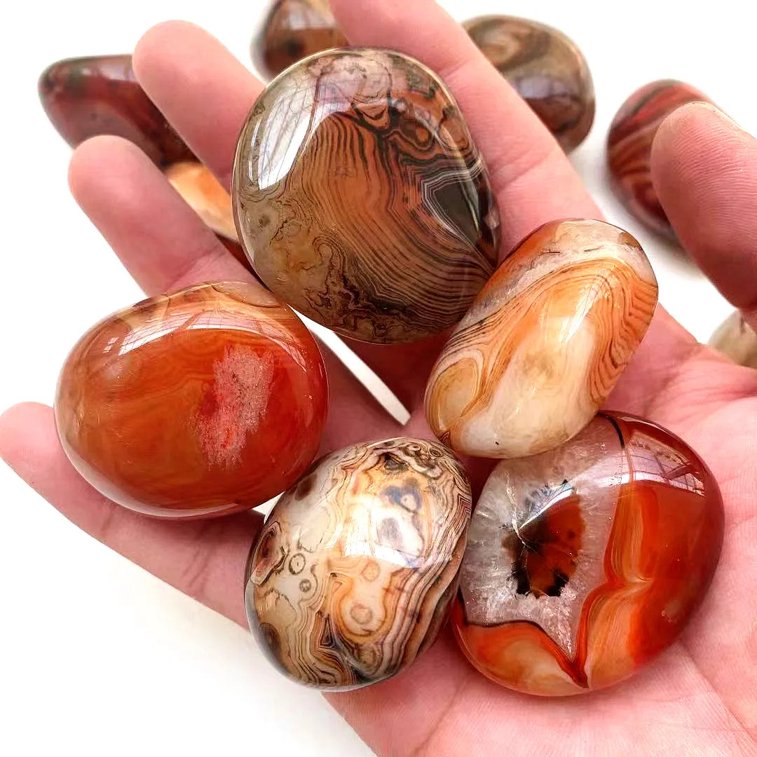 Natural Energy Healing Crystal Lace Agate Sardonyx Agate Palm Stone for Home Decorate