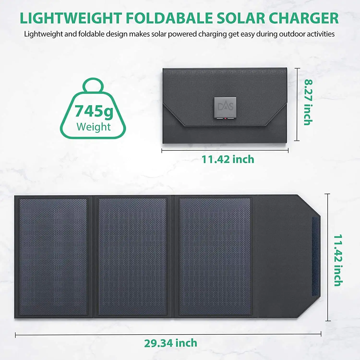 DAS Approval Portable 30W Power Supply High Capacity Solar Charger ETFE  Mono Silicon 156mm Foldable Solar Panels