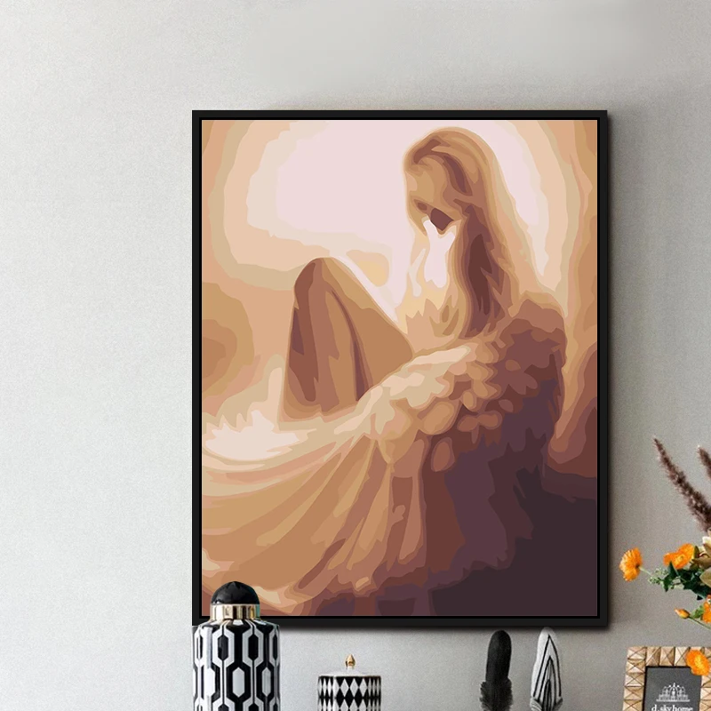 Home Decoration Beautiful Girl Wings Angel Paint By Numbers Hand-Painted Kids Abstract Art Canvas Painting Kid Paint